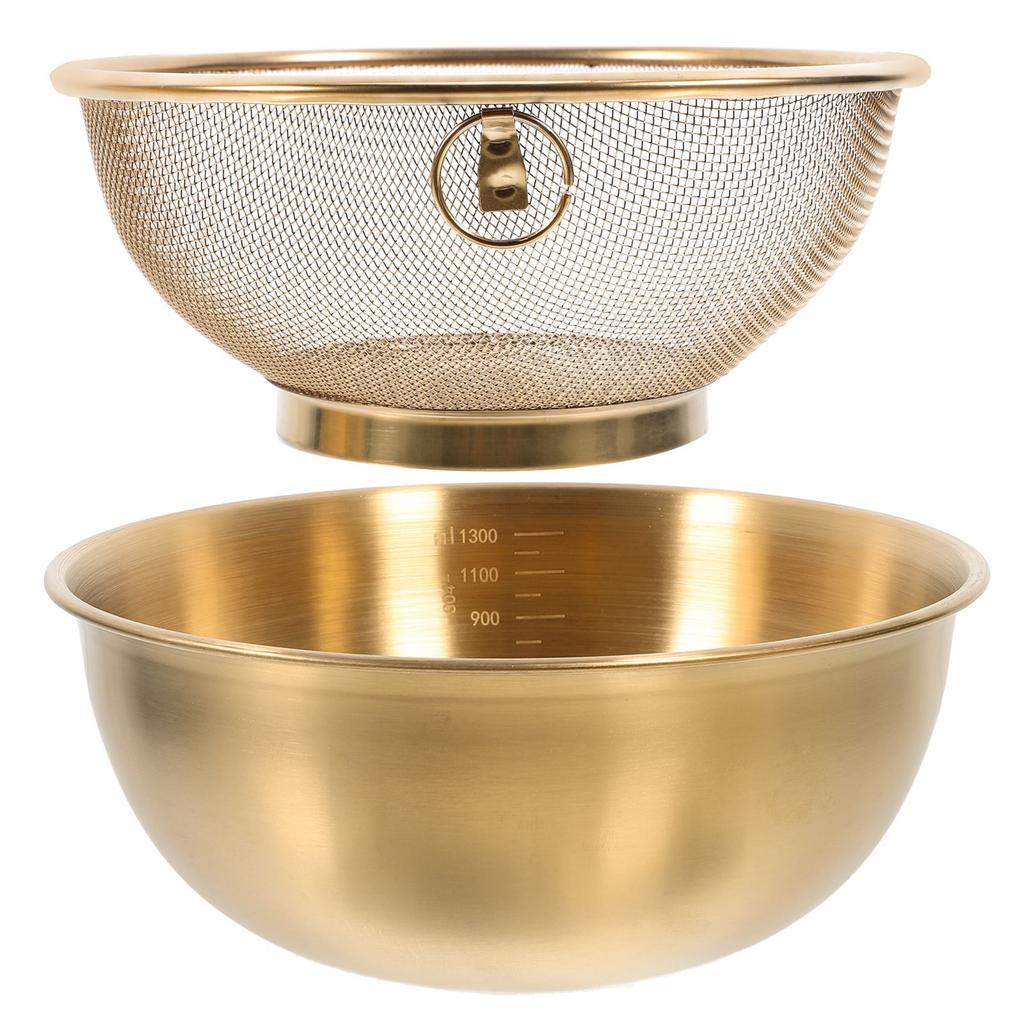 Bol de amestecare din oțel inoxidabil 2 buc. Scurătoare de orez Coș de strecurare Coș de legume Coș de fructe Lavoar instrument de bucătărie