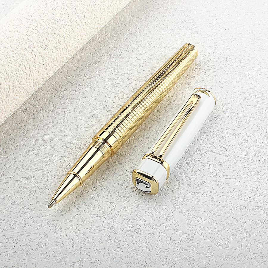 4PCS Vintage Luxurious Metal Diamond Rollerball Pen Colored Metal M Point 0.7 Ballpoint Pen Gift