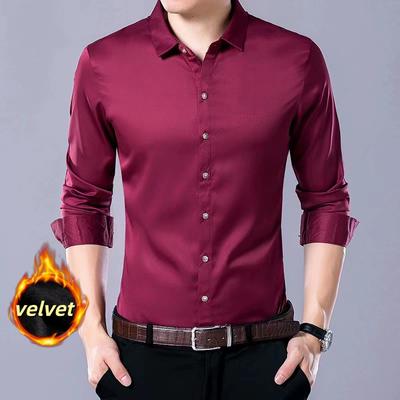 Warm Shirt Men's Long-sleeved Plus Velvet Thickened Autumn and Winter Casual Business White Shirt