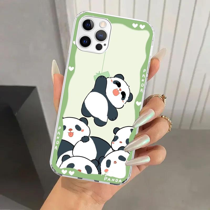 Cartoon Cute Panda Bear Phone Case for Iphone 17 Air 16 15 Plus 14 13 Mini 12 11 Pro Max 16E 7 8 SE 2020 Soft Funda Print Shell