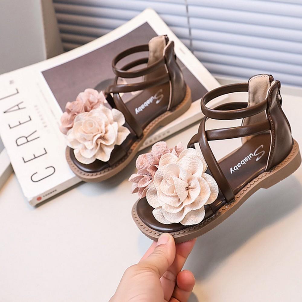 Girls' Sandals Summer Children's Flower Princess Shoes Little Girls' Roman Sandals