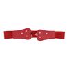 Women's Waist Belts Retro Waistband Golden Leaf Elastic Waist Closure with Double Hook Buckle Wide Belt Fashion Elegant Women Belt for Skirt