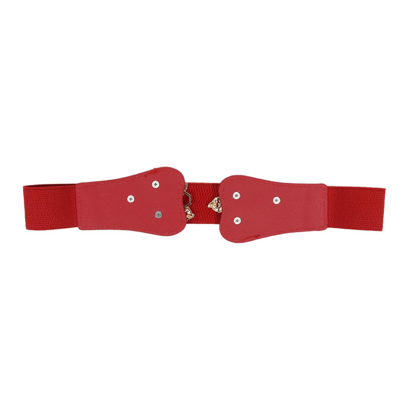 Women's Waist Belts Retro Waistband Golden Leaf Elastic Waist Closure with Double Hook Buckle Wide Belt Fashion Elegant Women Belt for Skirt