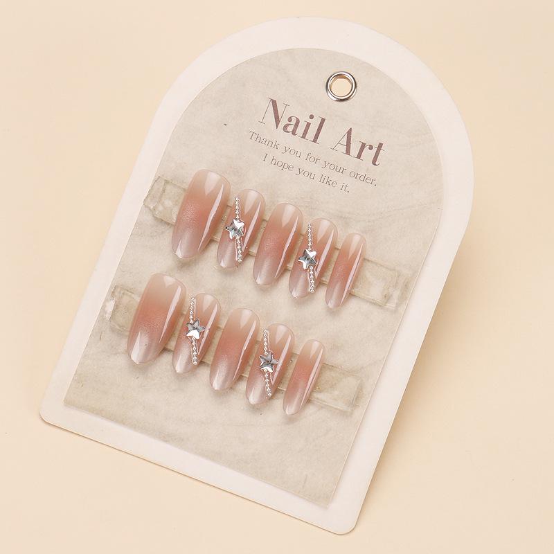 Xiaohongshu High-End Cat Eye Flash Diamond Wearable Nail Art Pieces - Pure Desire Style