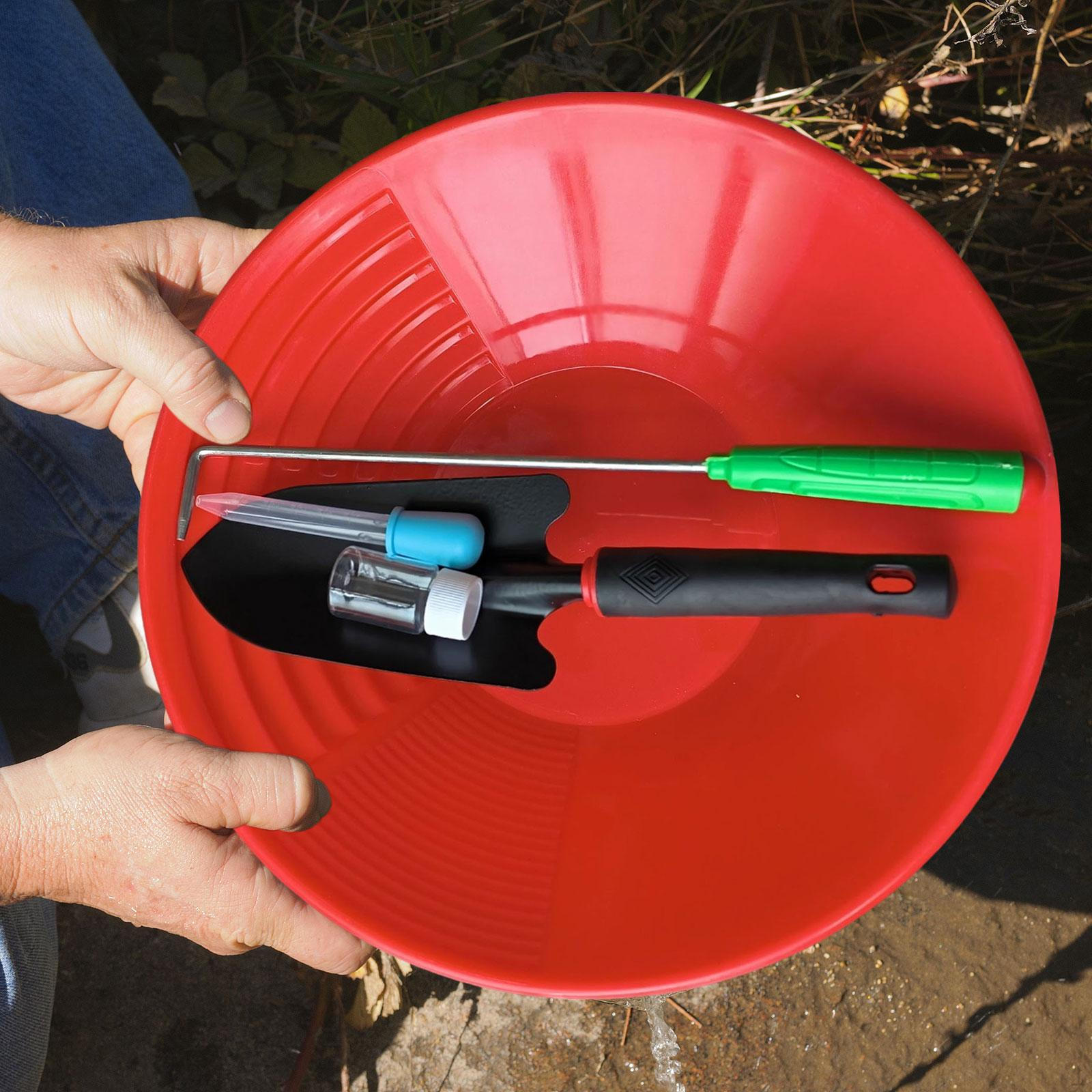 

15 inch Gold Panning Pan Collection Tool Beginners Outdoor Portable Surging Waters червоний