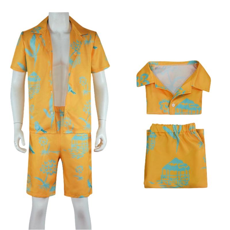 

Halloween Barbie Ken Costume Polyester Fabric Yellow Beach Outfit Multiple Sizes 3XL