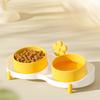 Cat Food Bowl Elevated Cat Bowl for Food and Water 5 Inch Wide Ceramic Double Cat Feeding Bowl Tilted Food Feeding