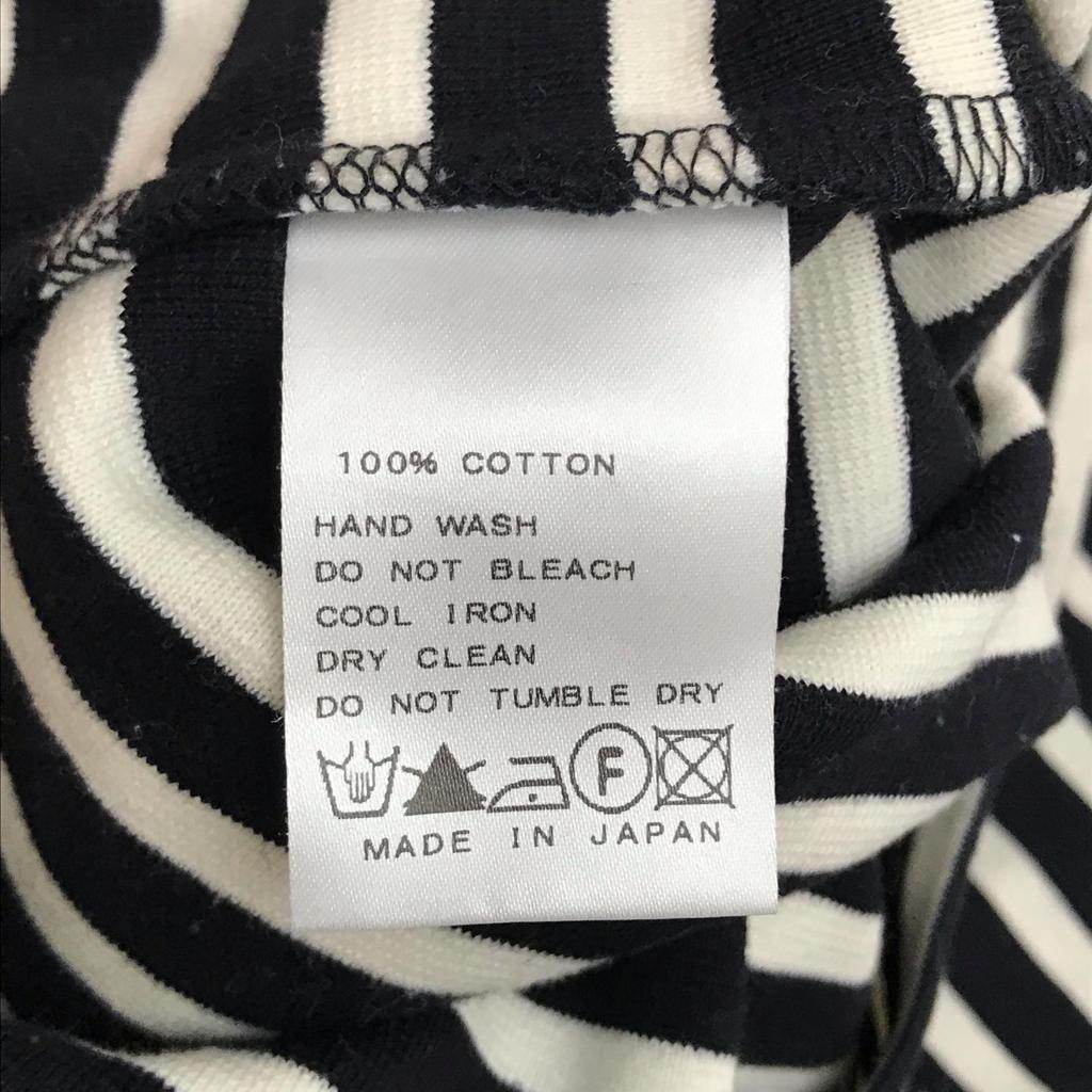 Made in Japan IENA Three-Quarter Sleeve Cotton Dress L Women Knee-Length Black/White Stripes(USED)