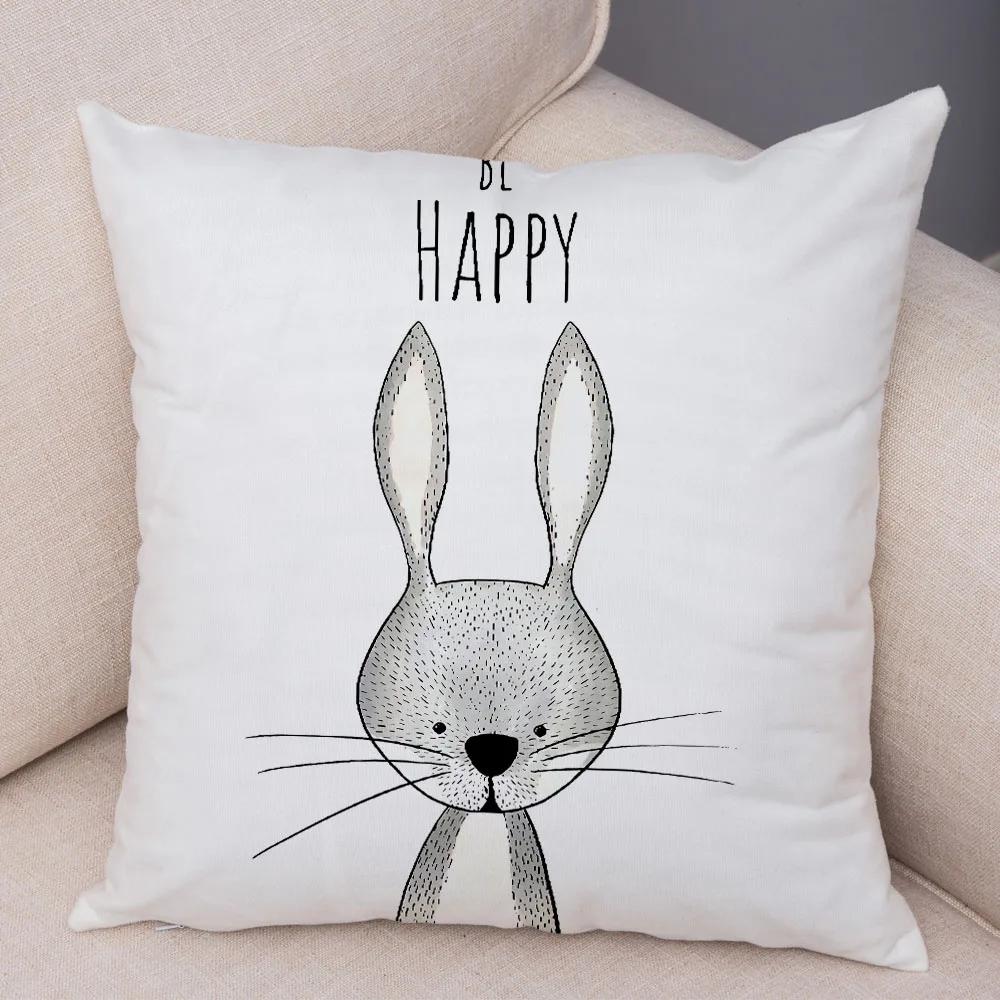 Nordic Be Brave Zebra Hippo Giraffe Pillow Case Decor Cute Animal Cushion Cover for Sofa Lion Fox Soft Plush Pillowcase 45x45cm