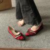 Women's Shoes 2024 New One Kick Women's Flats Autumn Pointed Toe Beads Lattice Solft Sole Shallow Casual Office Ladies Shoes