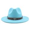 Ji Nan Ladies Wool Jazz Hat Big Eaves Hat Trendy Flat Edge Top Hat