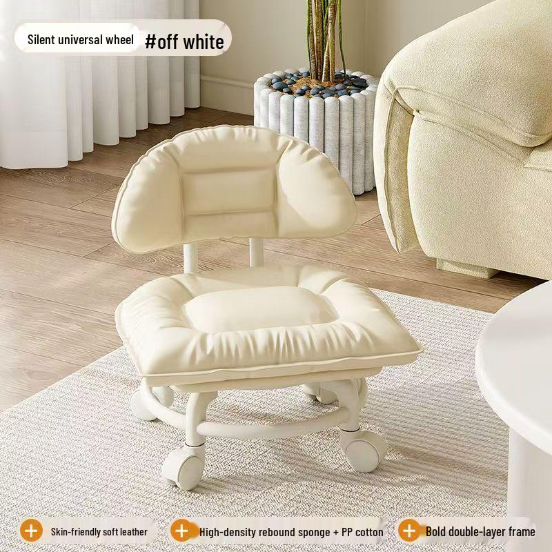 Soft Upholstered Baby Walking Stool with Silent Universal Wheels