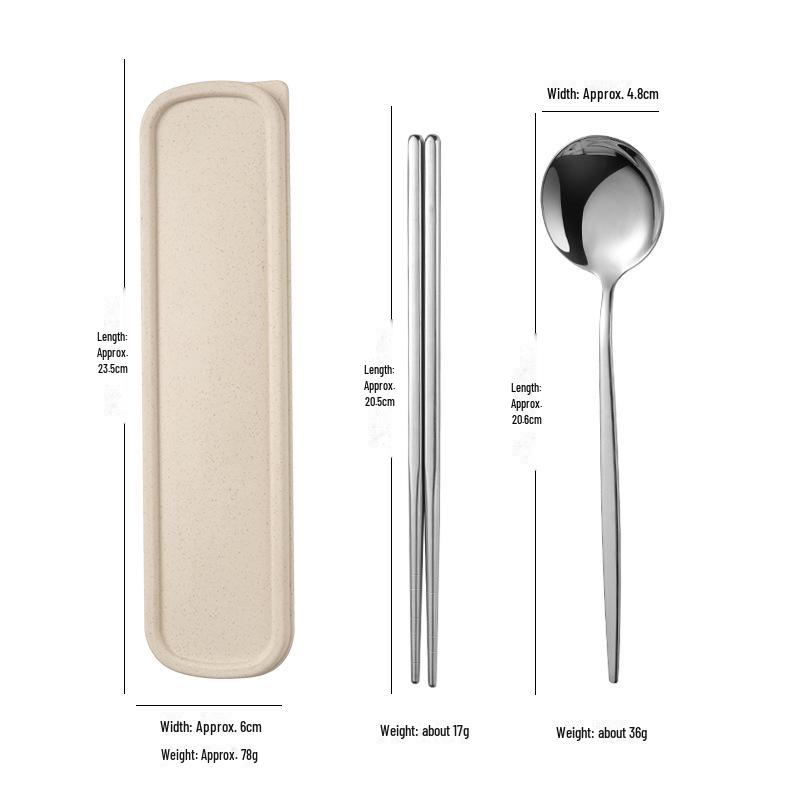 Stainless Steel Portable Tableware Set: Chopsticks, Spoon, Fork - Customizable Student/Outdoor Gift with Logo.