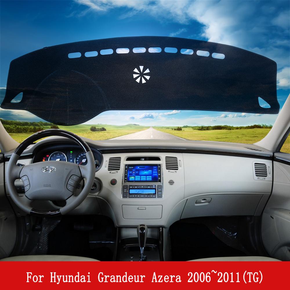 

Избегайте света крышки приборной панели Накладка на приборную панель на заказ для Hyundai Grandeur Azera 2006 ~ 2011 Нескользящий зонтик с анти-УФ-козырьком