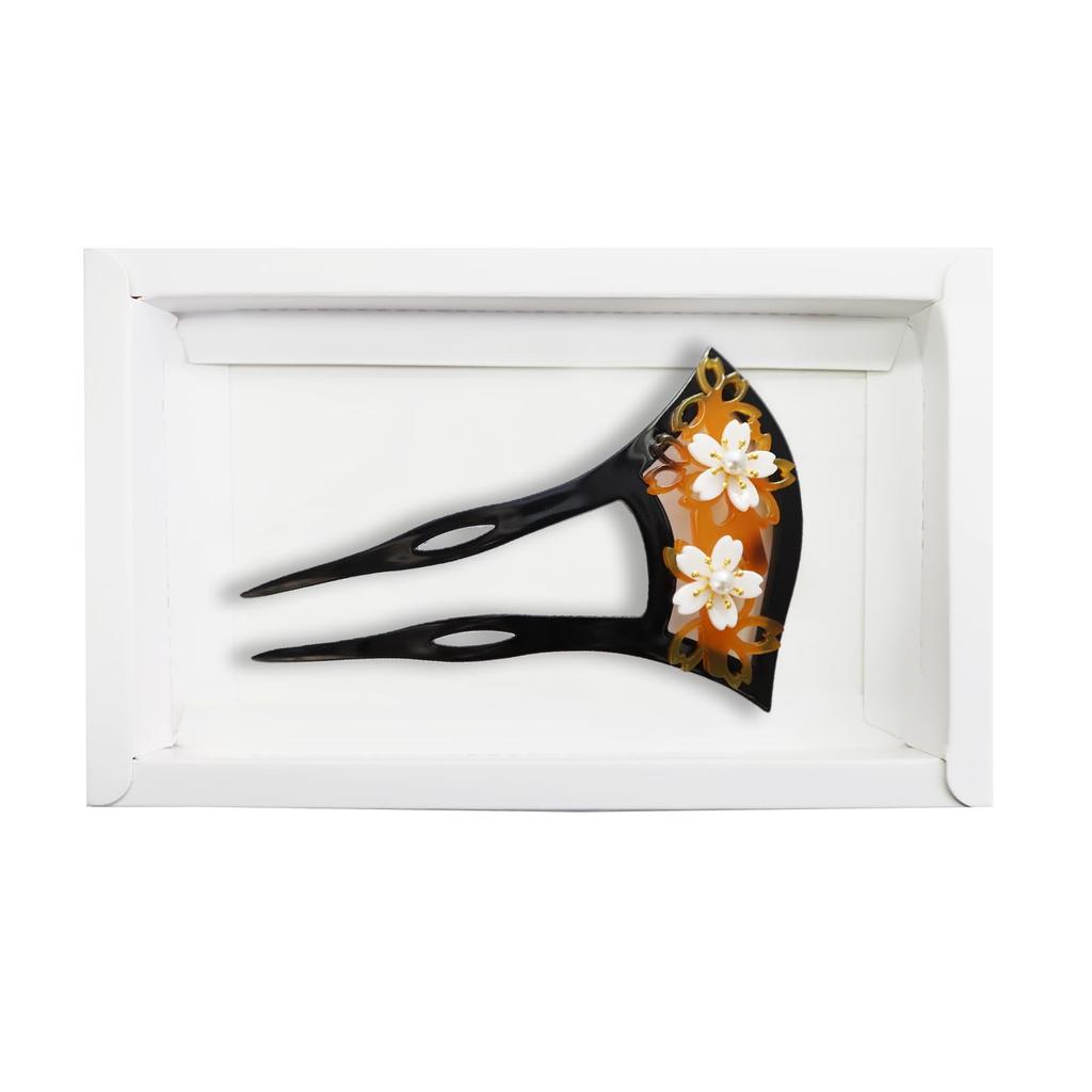 [TOuWA] Kanzashi (Japanese hair ornament), fan-shaped, pearl, two-pronged, for kimono, formal kimono, yukata, hakama, furisode, graduation ceremony,