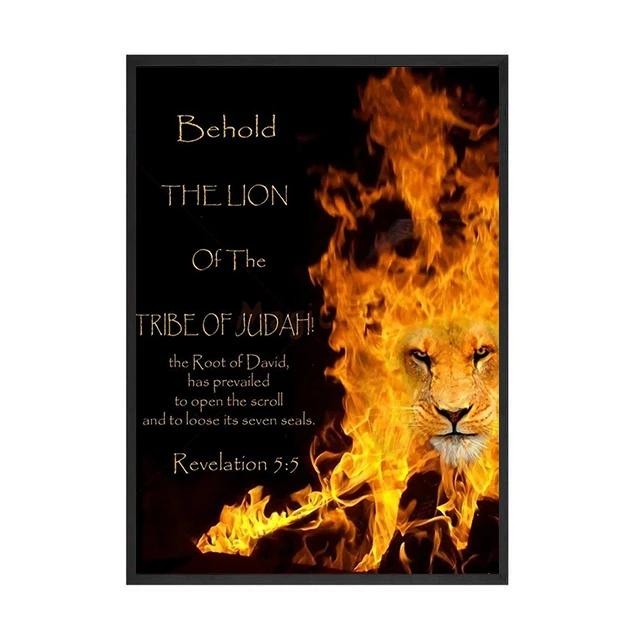 Jesus Kreuz Löwe Religion Erlöser Druck Kunst Leinwand Poster für Wohnzimmer Dekoration Heim Wanddeko Bild