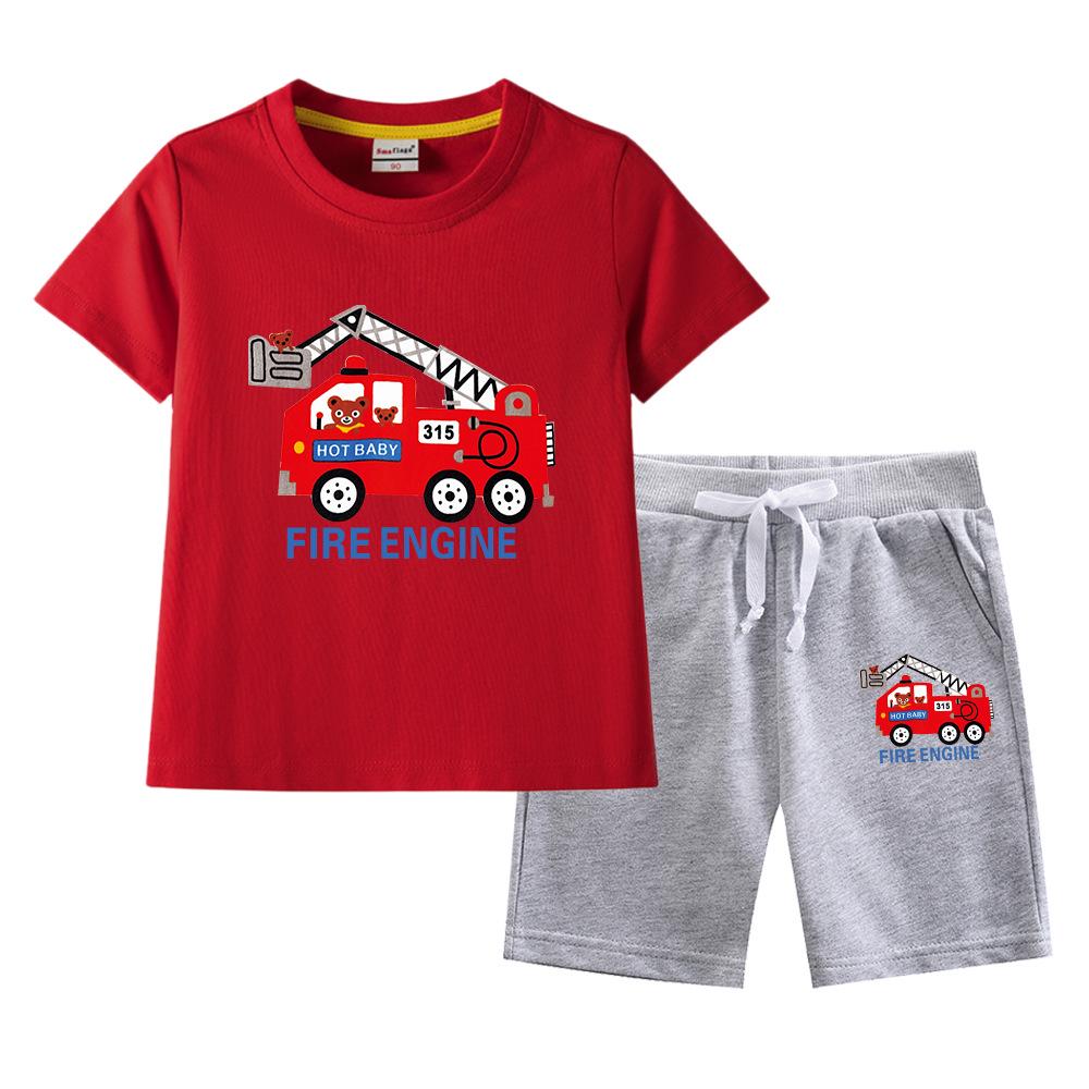 Boys' Summer 2023 Loose Short-Sleeve Shorts Two-Piece Set for Kids