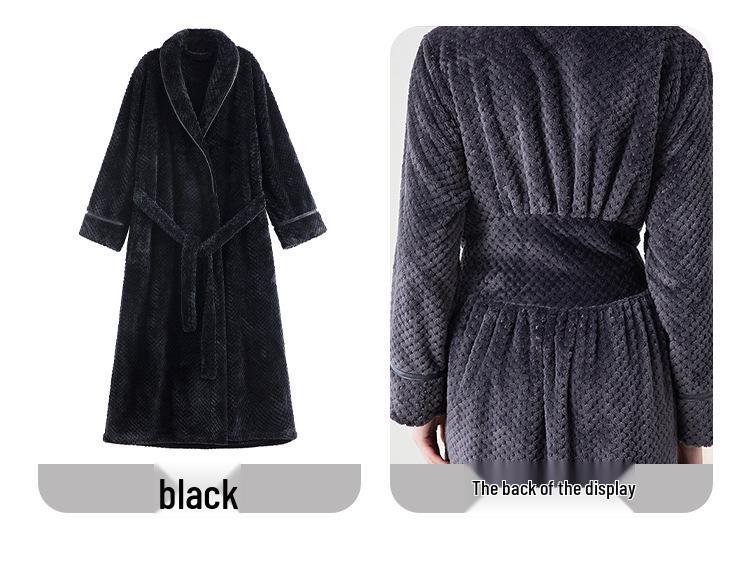 Extra Langer Übergröße Samt Partner Bademantel: Dicke, kuschelige Herbst-/Winter-Pyjamas für Damen.