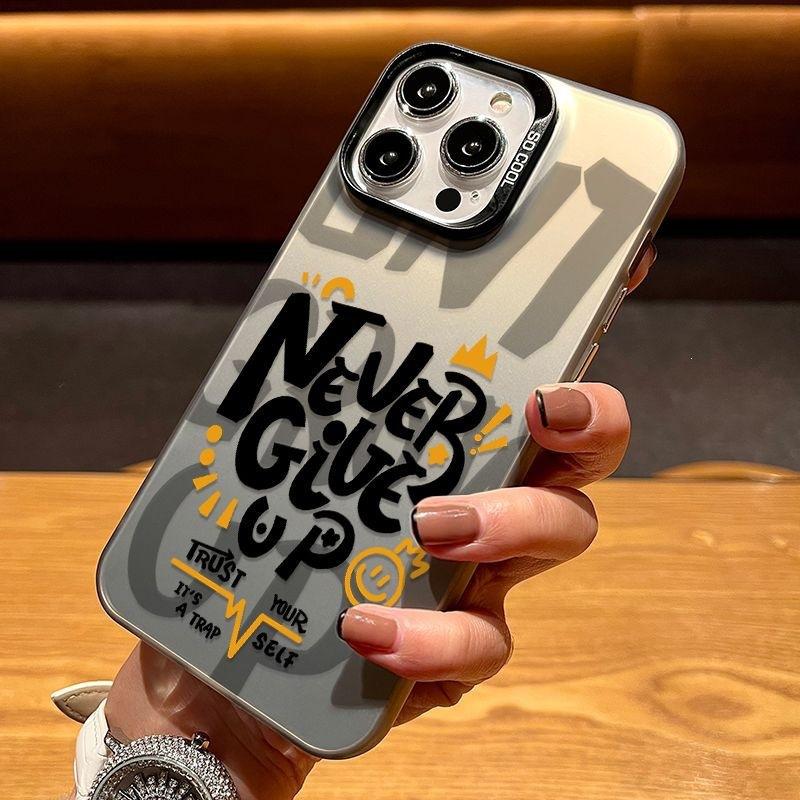 Applicable to Apple 17 mobile phone case tide brand personalized English iPhone16promax laser 15pro matte 13 forever