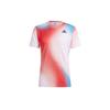Herren Kontrastfarben Verlauf Logo Druck Rundhals Kurzarm Mehrfarbiges T-Shirt H67126