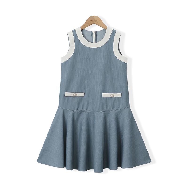Girl's 2026 Summer Color-Block A-Line Vest Dress
