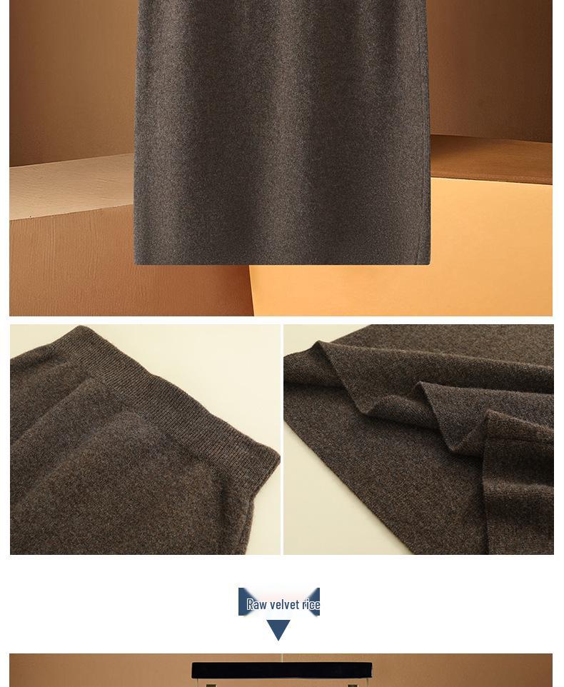 Women's High-Waist 100% Wool Knit Midi Bodycon Skirt - Autumn/Winter Collection
