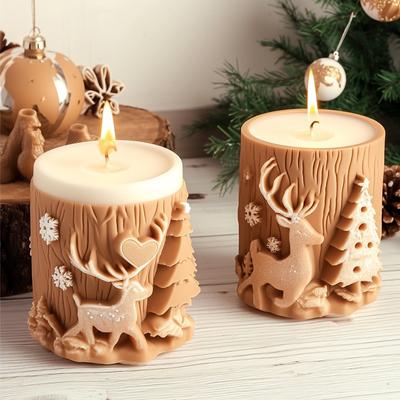 Weihnachtsbaum-Schnitzerei, zylindrische Kerzen-Silikonformen, DIY-Weihnachts-Aromatherapie, handgefertigte Kerzenherstellungsform, Urlaubsdekor