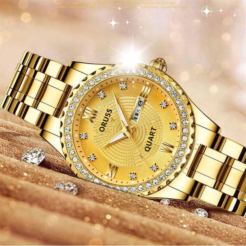 Watch Women'S Fashion Versatile Calendar Luminous Diamond-Encrusted Fine Steel Belt Women'S Watch Student Watch