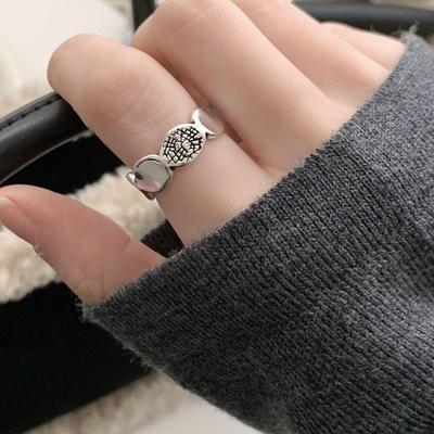 Geometric Patchwork Ring: Women's Versatile Open Adjustable Ring, Retro Index Finger Style