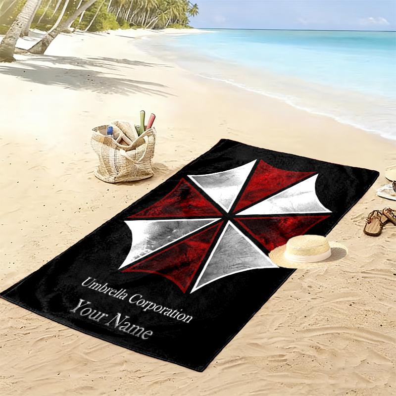 Custom NameUmbrella Corporation Logo Beach Towel Soft Microfiber Summer Towel Quick Dry Absorbent Towel for Beach Swimming Pool Travel