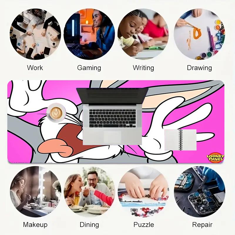 Bugs Bunny Xl Gaming Mouse Pad Nonslip Rubber Base Stitched Edge Waterproof Desk Mat For Pc Laptop Gamer Office Computer Accessories C9278