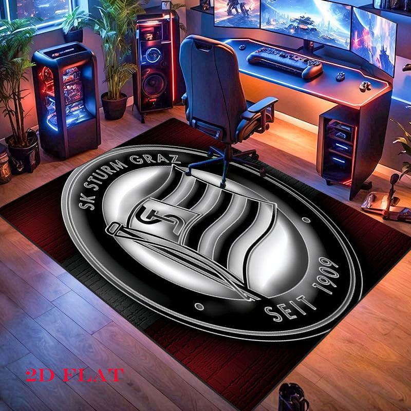 Tappeto con logo SK Sturm Graz per Soggiorno, Camera da Letto, Decorazione Divano di Casa, Tappetino Antiscivolo per Giochi Bambini