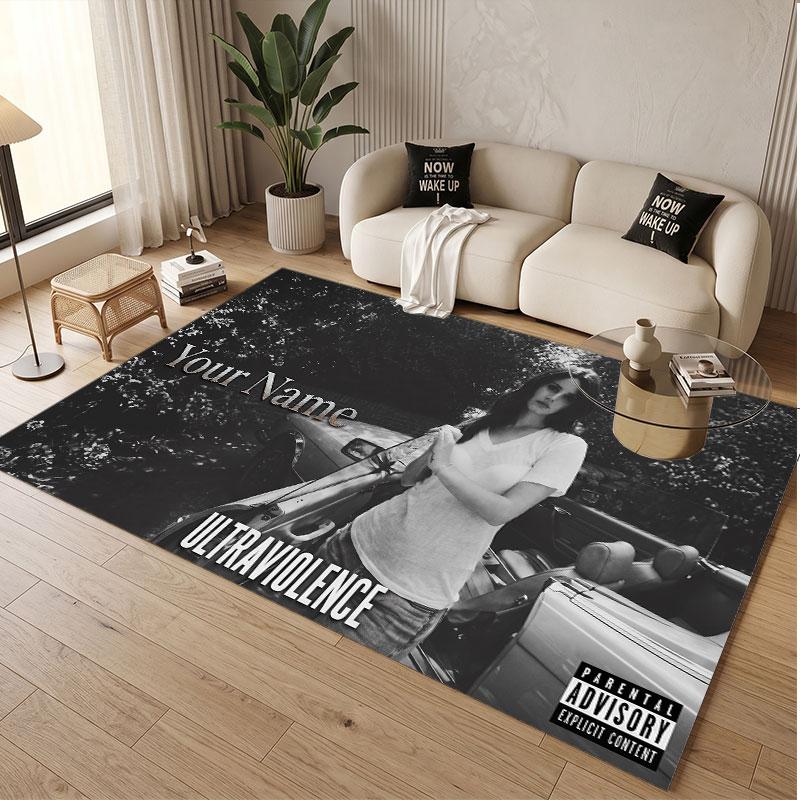 Custom Name Crystal Velvet Rug,Lana Del Rey Comfortable Anti Slip Floor Mat For Room Decoration