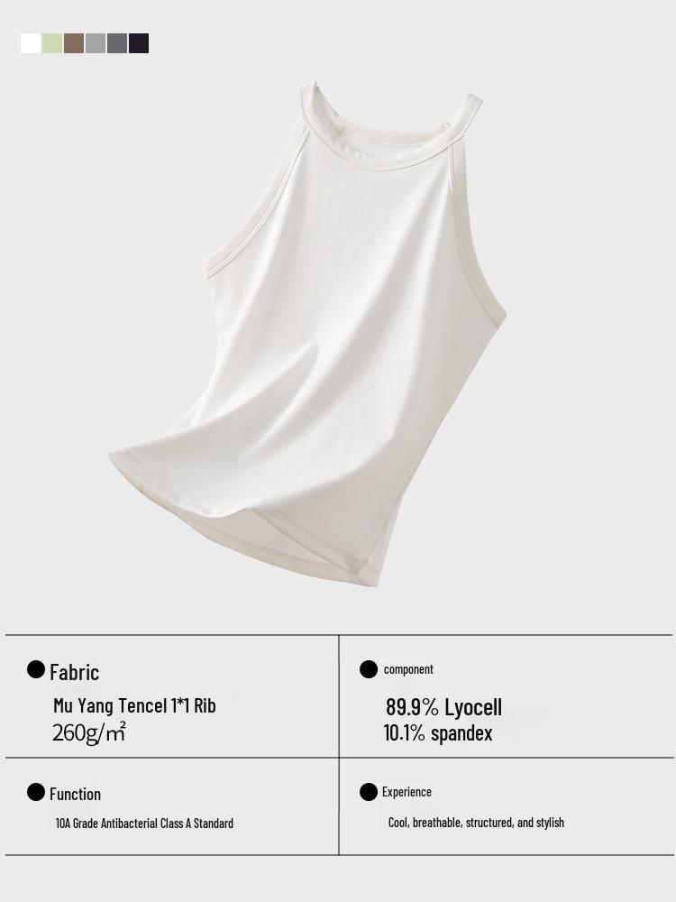 Tencel Lyocell Women's Sleeveless Halter Knit Camisole - Slimming Base Layer Top