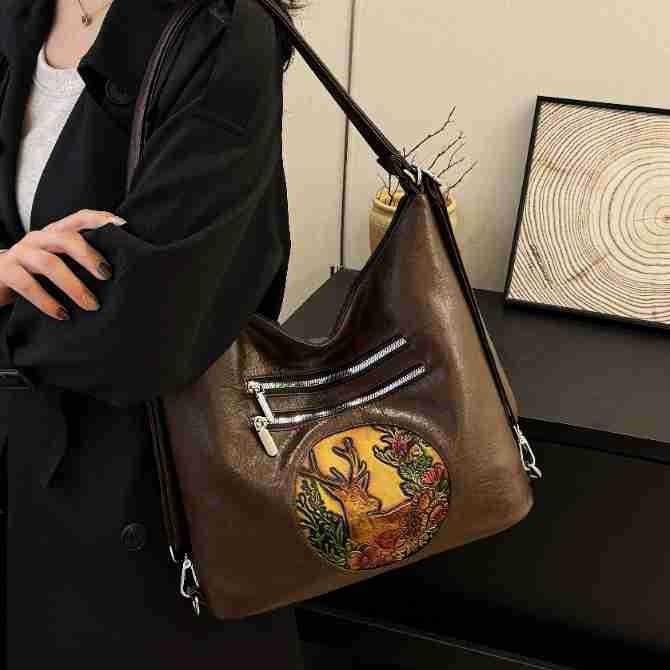 Retro large-capacity women's backpack 2025 new casual versatile back bag multi-purpose commuter shoulder tote bag