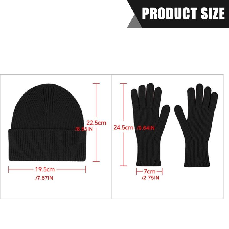 Winter Knitwear Set 3Pieces Hat Scarf Gloves Set Acrylic Fibre Headwear Neckpiece Handwear for Adult Teens Everyday Wear