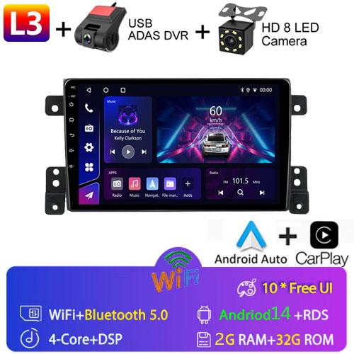 9 Inch 2 Din Car Radio for Suzuki Grand Vitara Escudo 2005-2015 Multimedia Android with Frame Carplay Autoradio Stereo