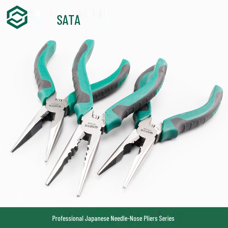 SATA Japanese Long Nose Pliers Set - 6 & 8 (70121A, 70122A, 70123A, 70124A) 6-inch Long Nose Pliers 70121A