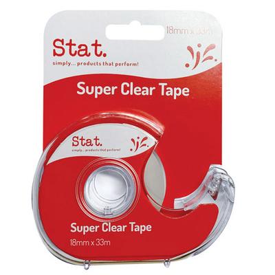 Stat Super Clear Tape In Dispenser (18mmx33m) (Box of 12)