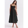 Vestido de Verão Solto com Suspensório Moda Novo Elegante Feminino Sem Mangas Decotado Linha A Vestidos de Festa Simples Cor Sólida Roupas Femininas