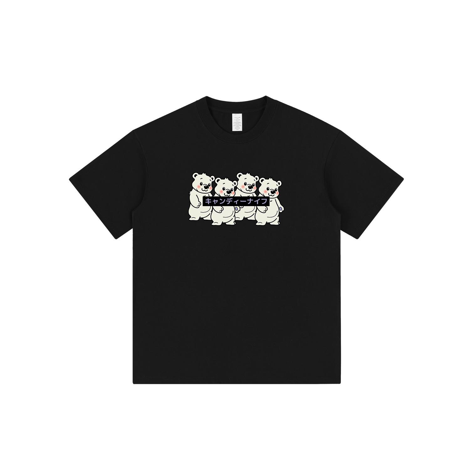 

Women s Loose-Fit Little Bear Print Cotton T-Shirt - Short Sleeve, Round Neck Small