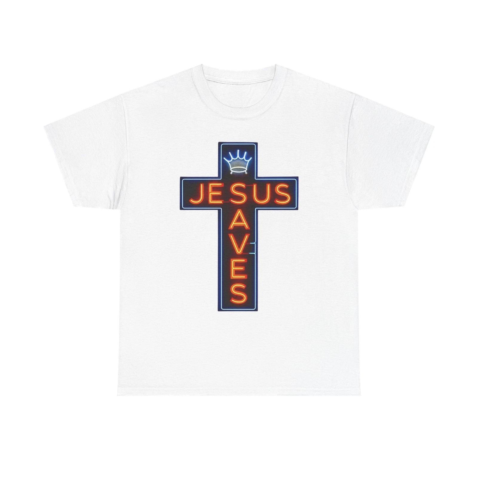 Jesus Saves Cross Graphic Christian Faith Unisex Heavy Cotton Tee 4XL