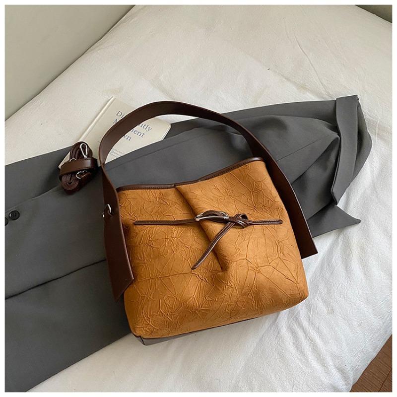 Simple and Fashionable Bucket Bag with Casual Texture, New Winter Bag, Women's Shoulder Messenger Bag.