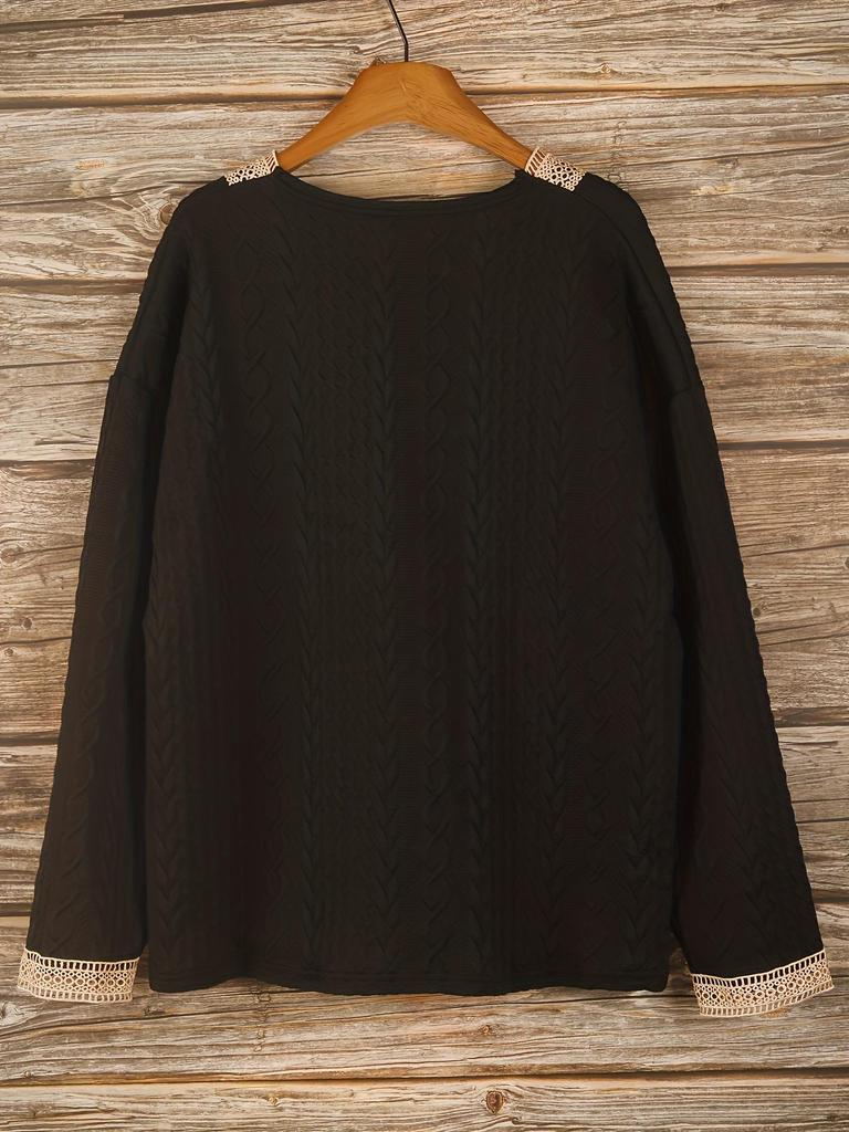 2025 Plus Size Women's V-Neck Knit Sweater: New Solid Color, Long Sleeve for Autumn/Winter, European & American Style