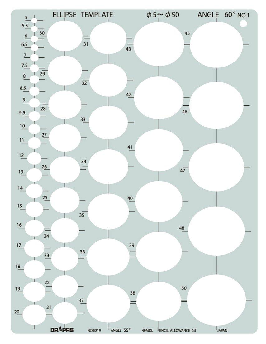 

Drafting Template E220 Ellipse Ruler 60 Degrees No.1 31220