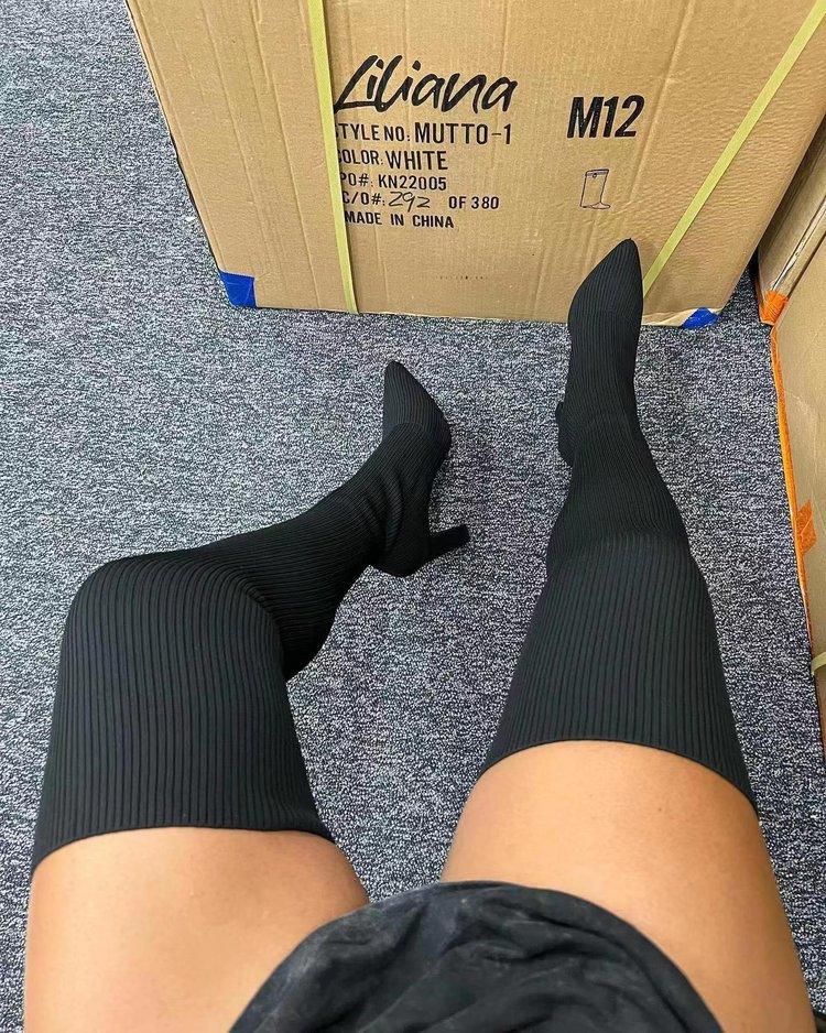 Women's High Heel Boots Knee High Large 43 Over the Knee Boots Long Tube Boots