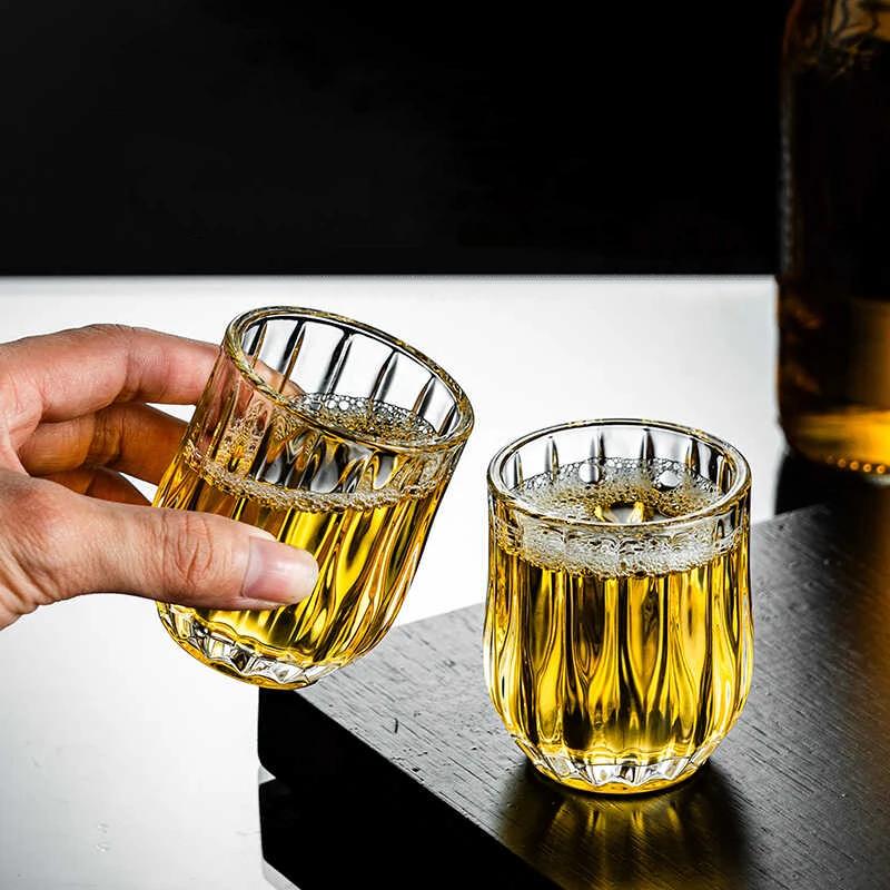 Vintage Vertical Striped Glass Cup Korean Style Transparent Iced American Coffee Cup Whiskey Glass Cocktail Glasses Beverage Mug