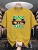 Unisex Cotton Tee Beach Vacation Sunglasses Graphic Print Loose Breathable Summer Crew Neck Casual Street T Shirt Unisex Daily Wear