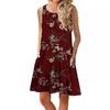 2020 Sleeveless European-American Floral Pocket Beach Dress