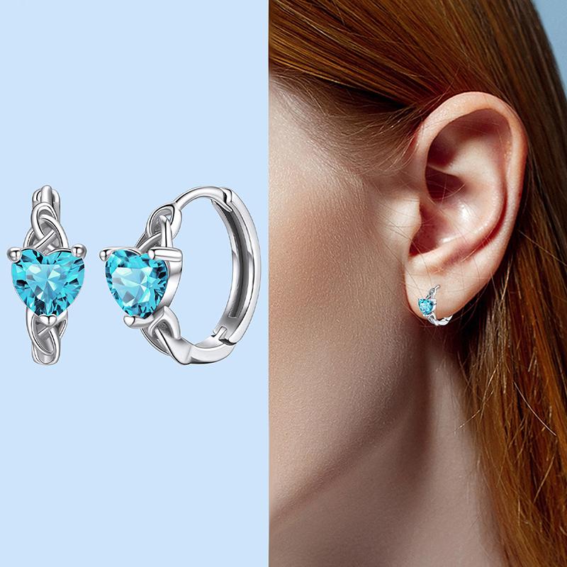 

CAOSHI Shiny Four Color Available Cubic Zirconia Hoop Earrings for Women Sweet Cute Heart Shaped Accessories Girls Party Zircon